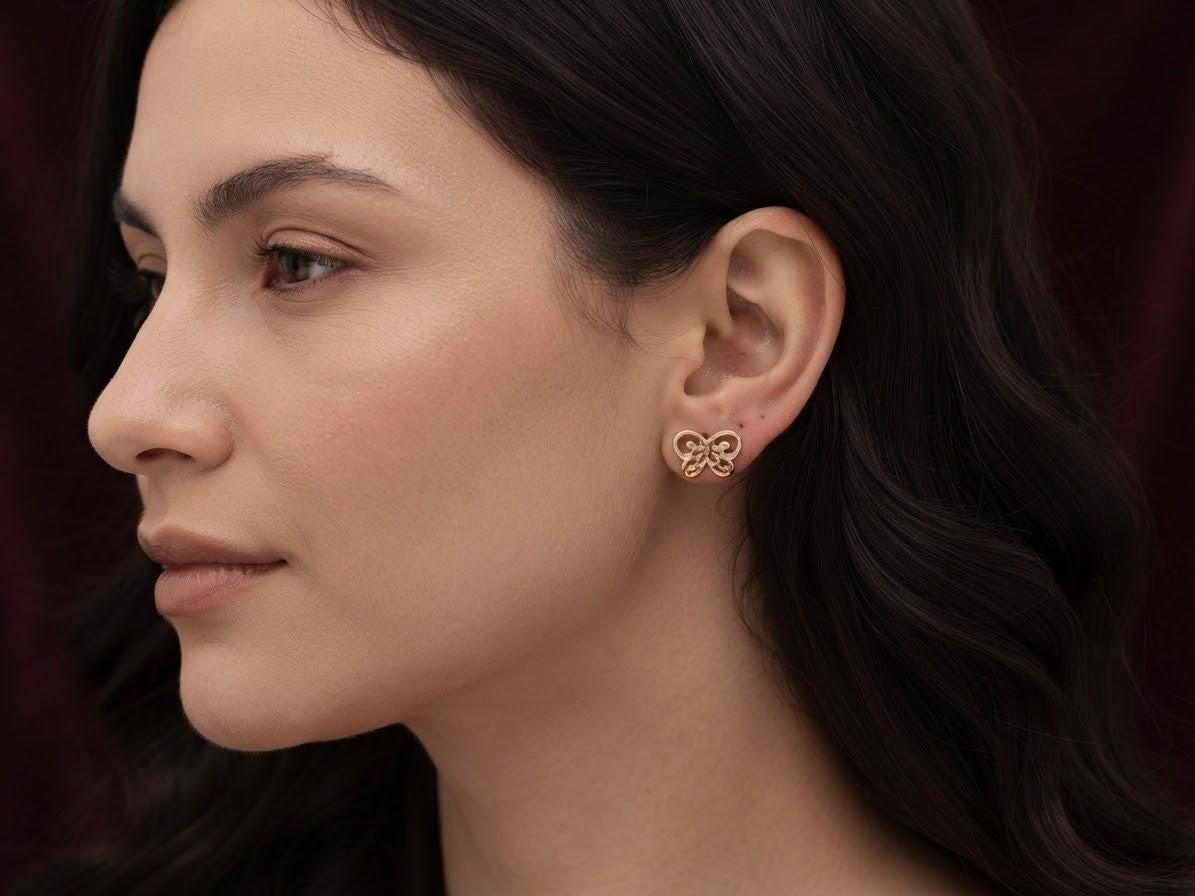 Dainty Golden Butterfly Stud Earrings