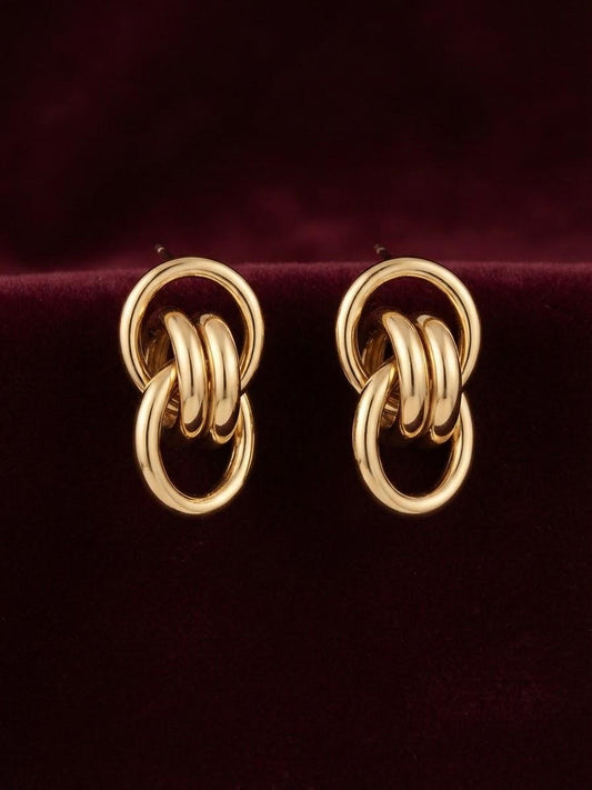 Golden Triple Loop Statement Earrings