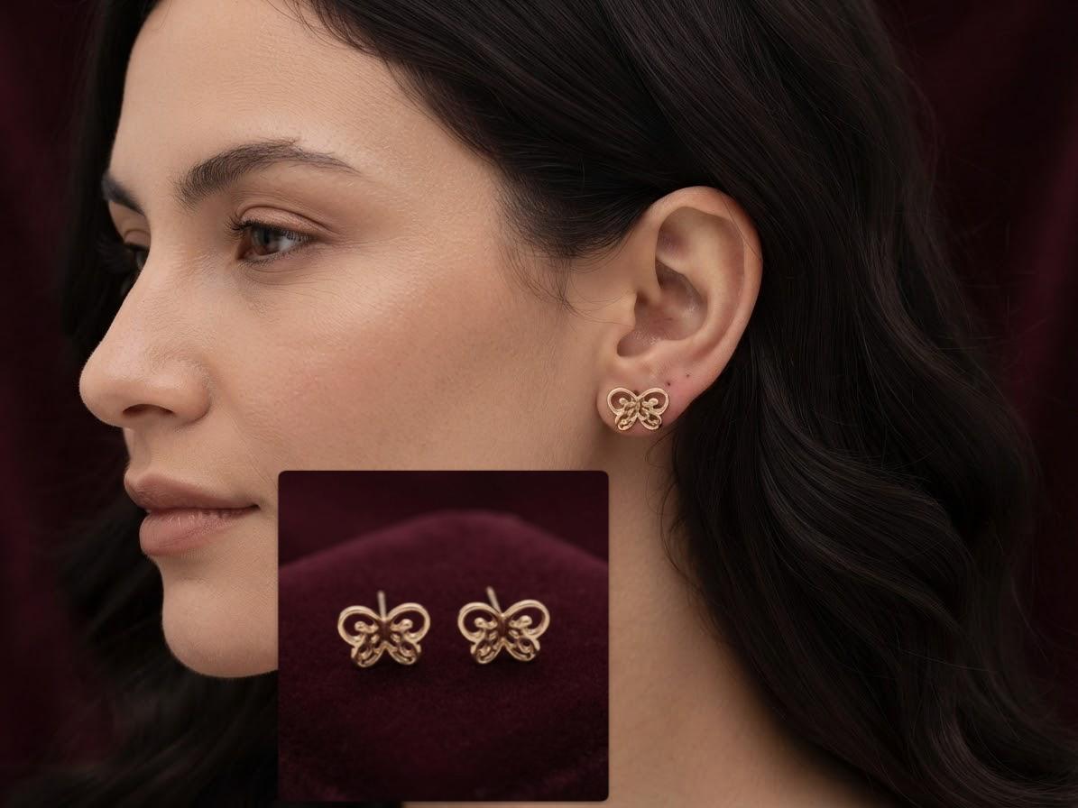 Dainty Golden Butterfly Stud Earrings