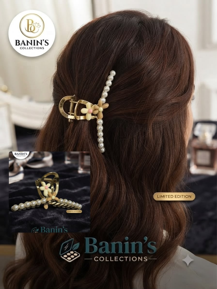 Elegant Pearl & Metal Hair Claw Clips for Women