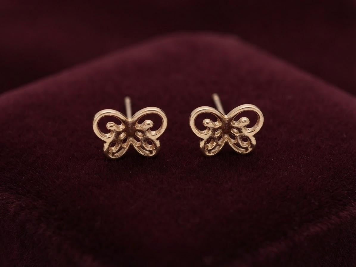 Dainty Golden Butterfly Stud Earrings